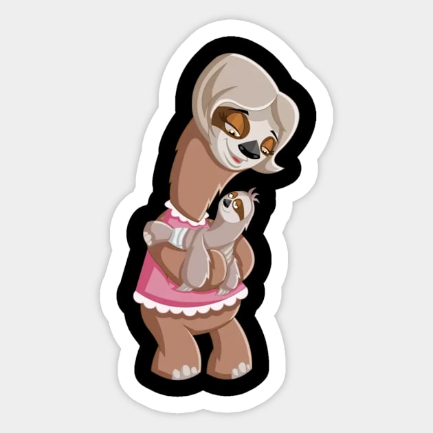 Mummy Sloth and Baby Sticker by Pieartscreation